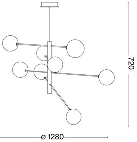 Ideal Lux - LED Csillár rúdon EQUINOXE 8xG4/2W/230V átm. 128 cm réz/füstös