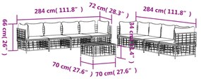 vidaXL 9 részes antracitszürke polyrattan kerti ülőgarnitúra párnákkal