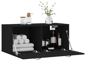 fekete szerelt fa faliszekrény 80 x 36,5 x 35 cm