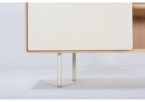 Fehér-natúr színű tölgyfa alacsony komód 118x100 cm Fina – Gazzda