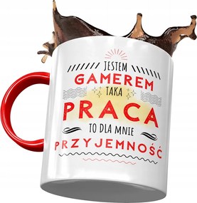 Piros Bögre Játékosoknak Munka Öröm Nyomtatott Fotóval