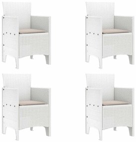 vidaXL Kerti Szék párnával 4 pcs Fehér 53 x 49 x 85 cm Polipropilén