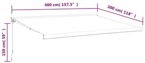 antracit szövet és alumínium behúzható napellenző 4 x 3 m