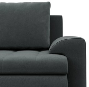 Tokio sarokkanapé, L alakú háttámlával, 2 ágyneműtartóval, bársony, baloldali, szürke