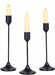 Gyertyatartók fekete acél 3 db-os szett 17-24 cm