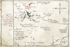 Művészi plakát Hobbit - Map of The Unexpected Journey, (40 x 26.7 cm)