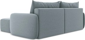 Kék bársony kinyitható-tárolóhelyes sarokkanapé (jobb oldali-heverő résszel) Kalena – Makamii