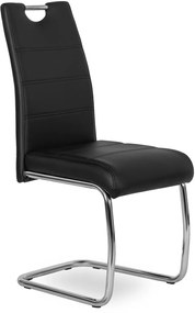 Szánkótalpas Étkezőszék Fekete Eco-bőr Kárpittal. EDER