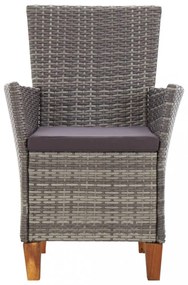 5 részes szürke polyrattan és tömör akácfa étkezőgarnitúra