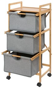 Többszintes támaszték 3 fiókkal Bahari, Wenko, 44 ​​x 96 cm, bambusz / poliészter / pamut, natúr / szürke