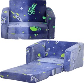 AIYAPLAY Összecsukható Gyermek Fotelj, Gyerekeknek Dönthető Kanapé 2 az 1-ben Babák Számára, Fénylő Szövet Borítással, Mosógépben Mosható Párna és Huz