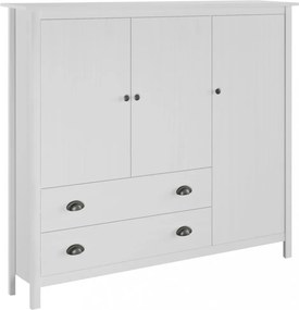 Hill range fehér 3 ajtós tömör fenyő ruhásszekrény 142x45x137cm