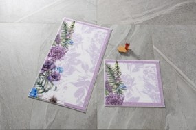 2 db Pick Flower Fürdőszobai szőnyeg, 50x57 cm / 57x100 cm, ibolyalila