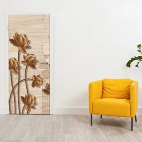 Fotótapéta ajtóra - Virágok absztrakciója, barna (95x205cm)