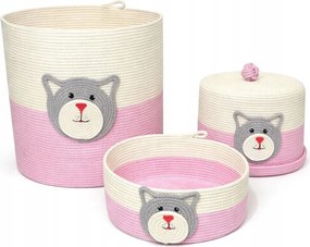 3 Db-os Pamut Cica Kosár Szett Gyerekszobába Lengyelországban Készült