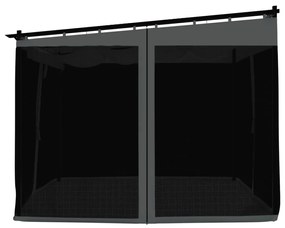antracitszürke acél pavilon hálós oldalakkal 3 x 3 m