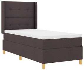 Felnyitható Boxspring Ágy Matracra &amp; LED Fekete Barna 80x200 cm Szövet