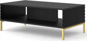 Dohányzóasztal Surf 90x60 fekete matt fém lábak arany mart frontok