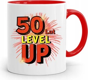 Születésnapra 50 50-es 50-es Bögre Piros Ajándék fényképes nyomattal