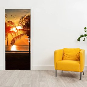 Fotótapéta ajtóra - Pálmafák naplementekor (95x205cm)