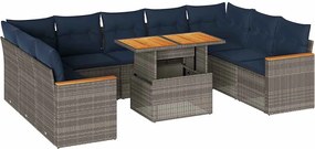 vidaXL 10 részes szürke polyrattan kerti ülőgarnitúra párnákkal