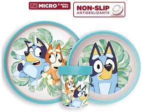 Bluey Tropical csúszásmentes étkészlet, micro műanyag szett