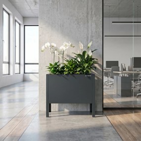 Nagy, antracit színű fém virágcserép-burkolat: DAISY 500 x 400 x 300 mm