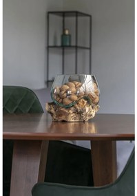 San Marino vízcsepp asztali dekoráció, teak fa/üveg, 15 cm