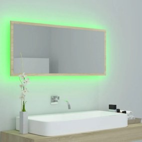 sonoma tölgy akril LED-es fürdőszobai tükör 100x8,5x37 cm