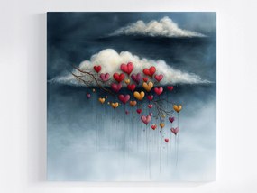 Canvas Vászonkép Színes Szívek Ég Eső Szerelem Love 80x80