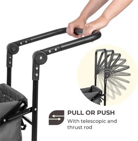 Waldbeck Easy Rider, kézikocsi, max. 70 kg, teleszkópos rúd, összecsukható, szürke