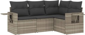 vidaXL 4 részes világosszürke polyrattan kerti ülőgarnitúra párnákkal