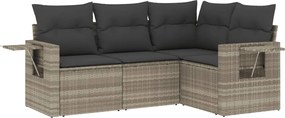 vidaXL 4 részes világosszürke polyrattan kerti ülőgarnitúra párnákkal
