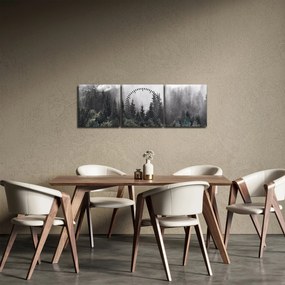 Kép - Erdő illusztrált elemekkel (órával) (90x30 cm)