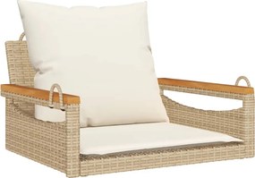 vidaXL bézs polyrattan hintapad párnákkal 63 x 62 x 40 cm