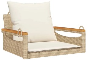 vidaXL bézs polyrattan hintapad párnákkal 63 x 62 x 40 cm