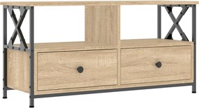 vidaXL sonoma tölgy színű szerelt fa és vas TV-szekrény 90x33x45 cm