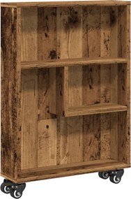 vidaXL antik fa színű szerelt fa keskeny tárolókocsi 48 x 13 x 68 cm