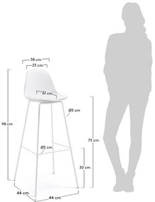 Fehér bőrutánzat bárszék (ülésmagasság 75 cm) Brighter – Kave Home