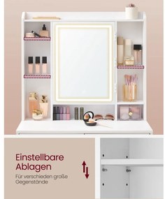 Fésülködőasztal, sminkasztal tükörrel világítással fiókokkal és állítható polcokkal...