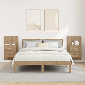 vidaXL Fali éjjeli szekrény 2 pcs Artisan tölgy 48,5 x 32,5 x 80 cm