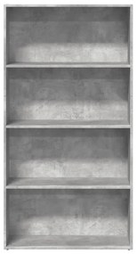 betonszürke szerelt fa könyvespolc 80 x 30 x 152 cm