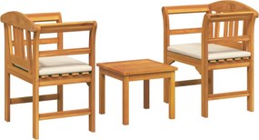 vidaXL Kerti rózsa fotel szett párnával 3 pcs Tömör Akácfa