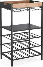 Fekete fém bortartó szekrény palackok száma 15, 48,5x84,5x34 cm Isaac – Yes Everyday