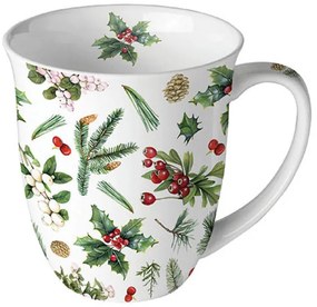 Karácsonyi bögre porcelán 400 ml Winter greenery white