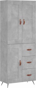 vidaXL betonszürke szerelt fa magasszekrény 69,5 x 34 x 180 cm