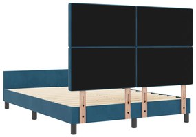 Ágykeret Sötétkék 160x200 cm Bársony