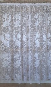 Készfüggöny 350x230, jacquard, fehér, nagy virágok, szalag, nappali, hálószoba