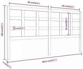 mézbarna tömör fenyőfa ágyfejtámla 185,5x4x100 cm
