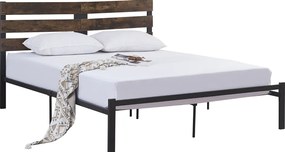 Franciaágy ráccsal, rusztikus tölgy/fém, 160x200, ANEYA